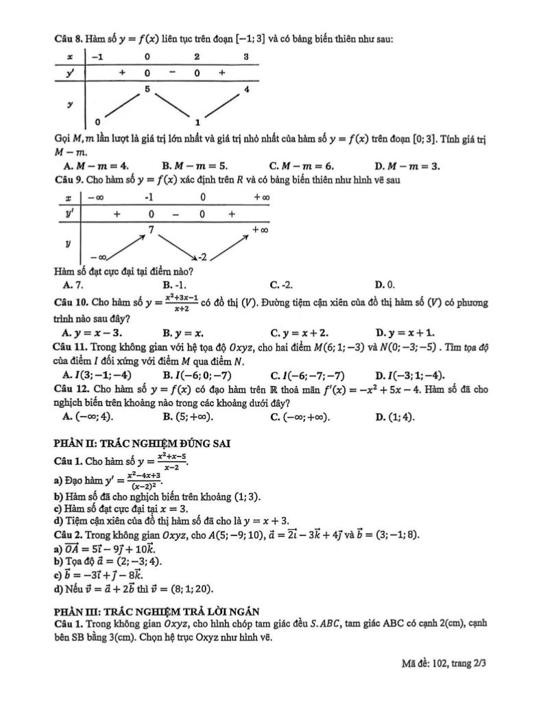đề giữa kỳ 1 toán 12 năm 2025 – 2026 trường thpt phan đăng lưu – tp hcm 1