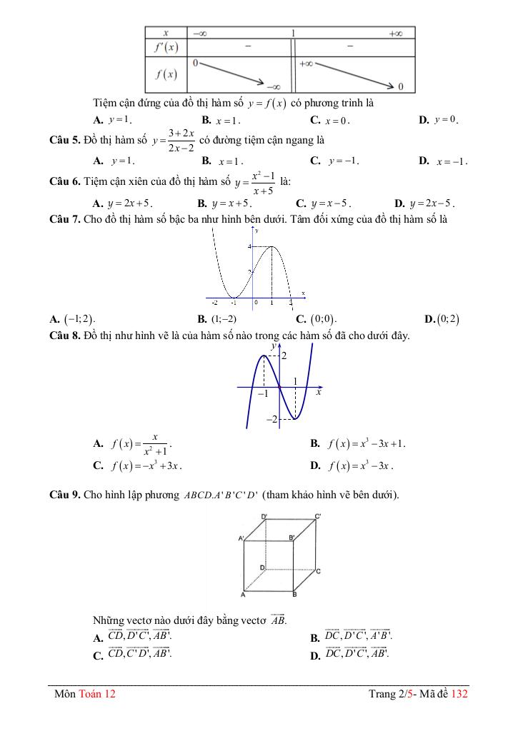 đề giữa kỳ 1 toán 12 năm 2025 – 2026 trường thpt phan việt thống – đồng tháp 1