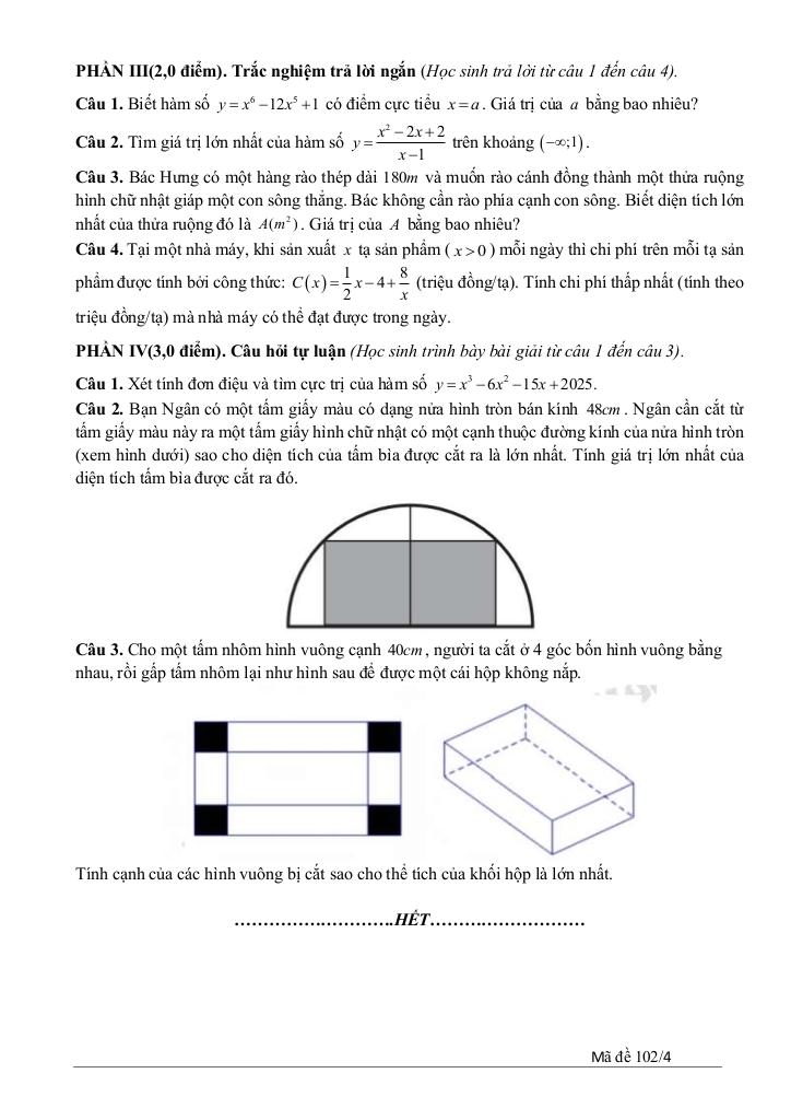 đề giữa kỳ 1 toán 12 năm 2025 – 2026 trường thpt quế sơn – đà nẵng 7