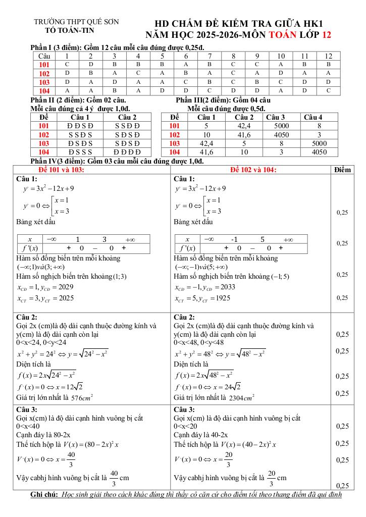 đề giữa kỳ 1 toán 12 năm 2025 – 2026 trường thpt quế sơn – đà nẵng 8