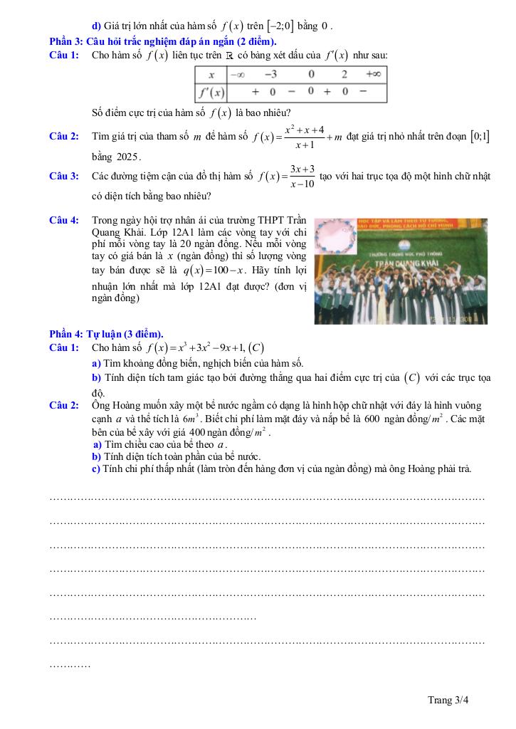 đề giữa kỳ 1 toán 12 năm 2025 – 2026 trường thpt trần quang khải – hưng yên 2