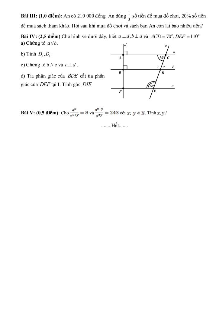 đề giữa kỳ 1 toán 7 năm 2025 – 2026 trường thcs phúc hòa – hà nội 2