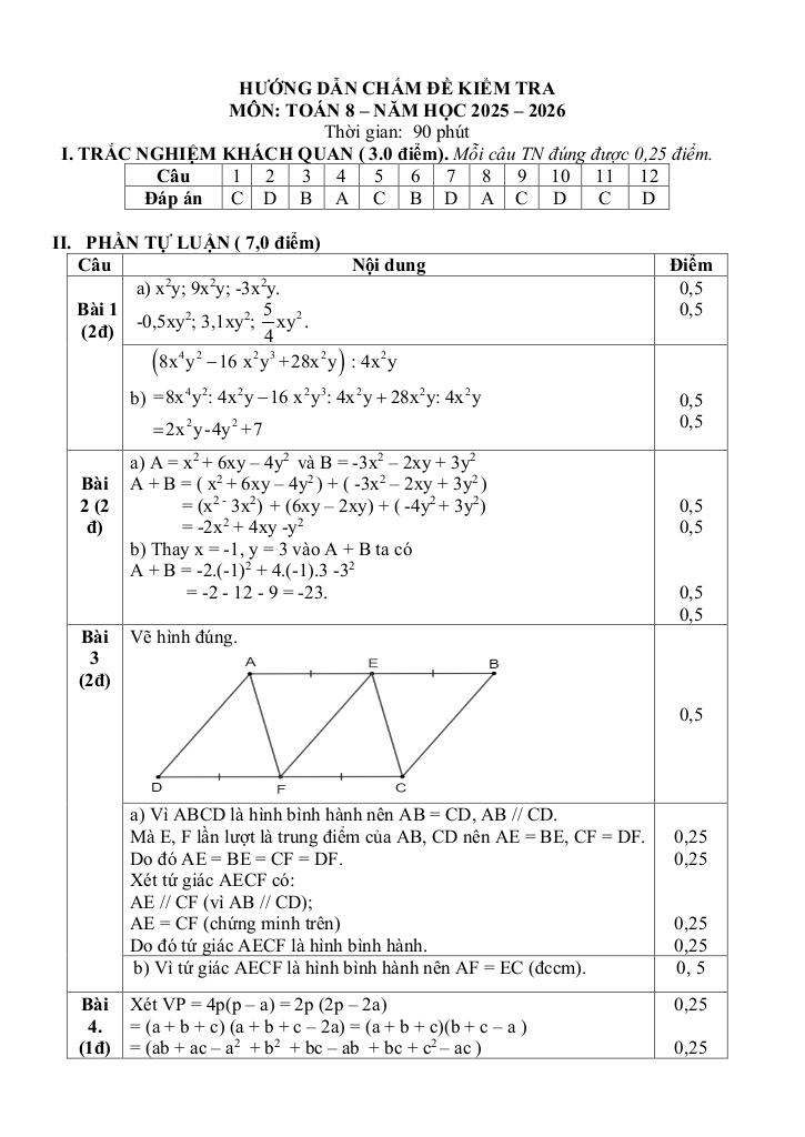 đề giữa kỳ 1 toán 8 năm 2025 – 2026 trường thcs phương đông – đà nẵng 5