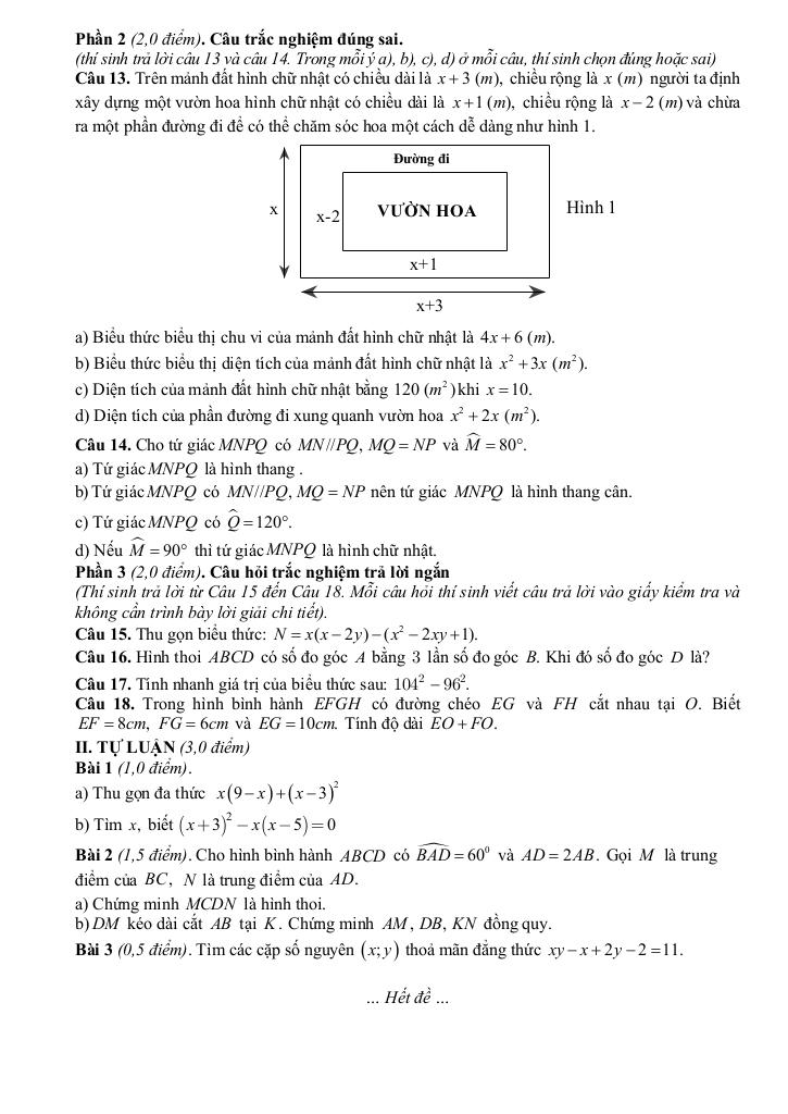 đề giữa kỳ 1 toán 8 năm 2025 – 2026 trường thcs quán toan – hải phòng 1