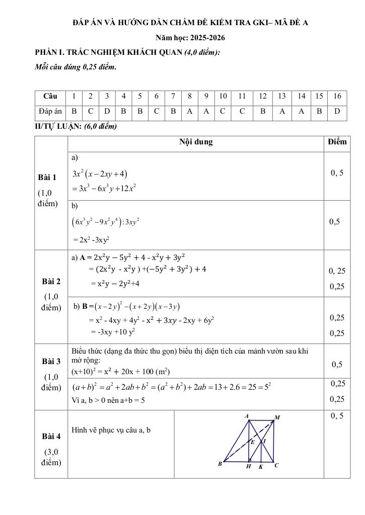 đề giữa kỳ 1 toán 8 năm 2025 – 2026 trường thcs quế thuận – đà nẵng 2