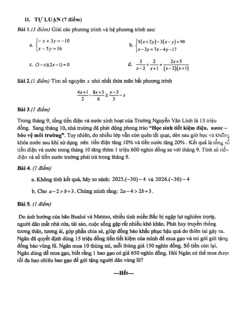 đề giữa kỳ 1 toán 9 năm 2025 – 2026 trường thcs nguyễn văn linh – đà nẵng 1
