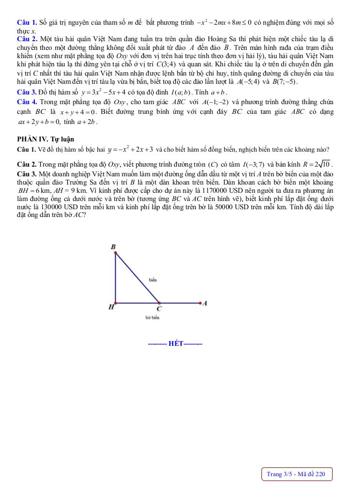 đề giữa kỳ 2 toán 10 năm 2024 – 2025 trường thpt nguyễn huệ – huế 2