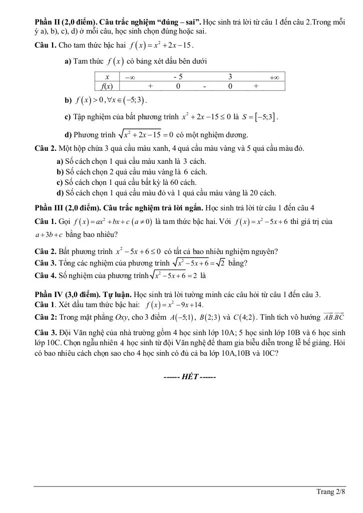 đề giữa kỳ 2 toán 10 năm 2024 – 2025 trường thpt thanh bình 1 – đồng tháp 1