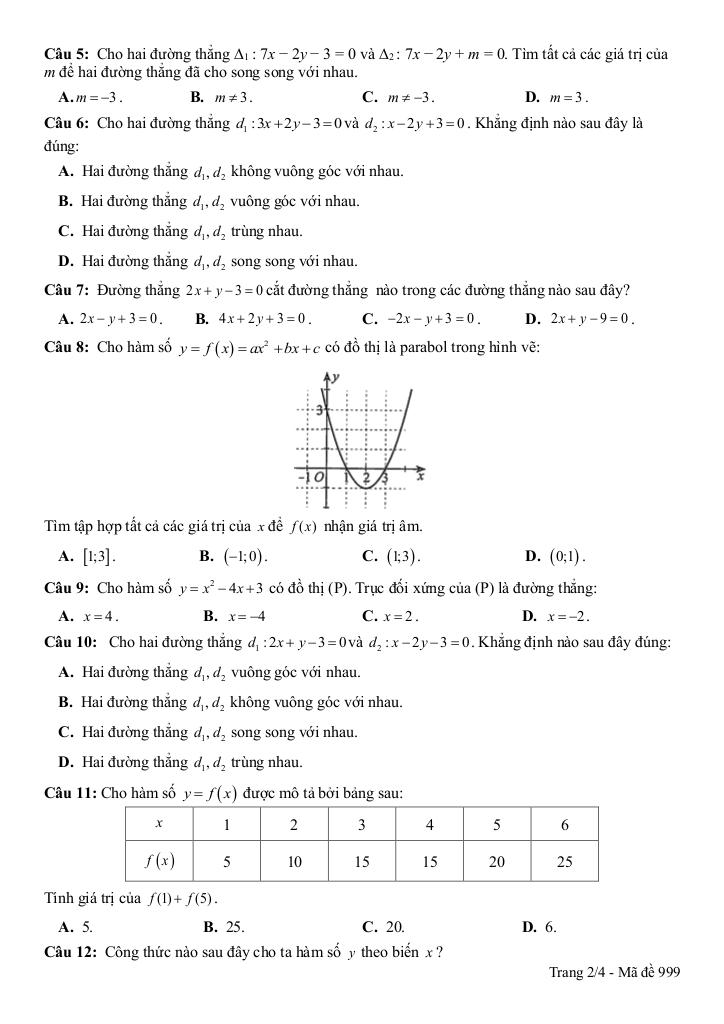 đề giữa kỳ 2 toán 10 năm 2024 – 2025 trường thpt vĩnh linh – quảng trị 5