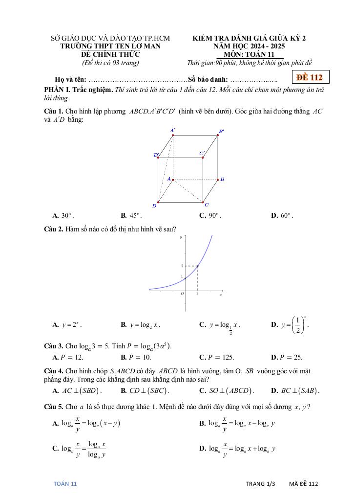 đề giữa kỳ 2 toán 11 năm 2024 – 2025 trường thpt ten lơ man – tp hcm 3