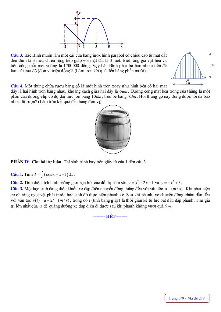 đề giữa kỳ 2 toán 12 năm 2024 – 2025 trường thpt nguyễn huệ – huế 2