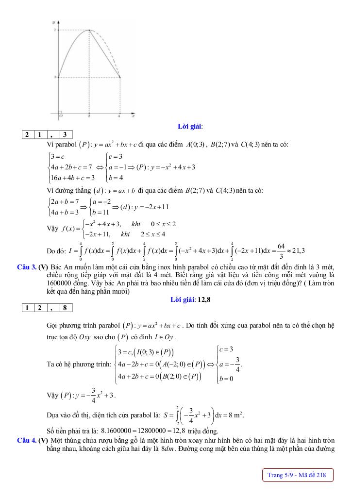 đề giữa kỳ 2 toán 12 năm 2024 – 2025 trường thpt nguyễn huệ – huế 4