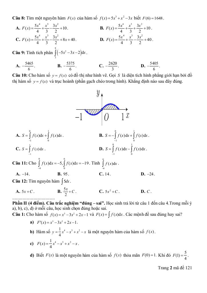đề giữa kỳ 2 toán 12 năm 2024 – 2025 trường thpt thanh bình 1 – đồng tháp 1