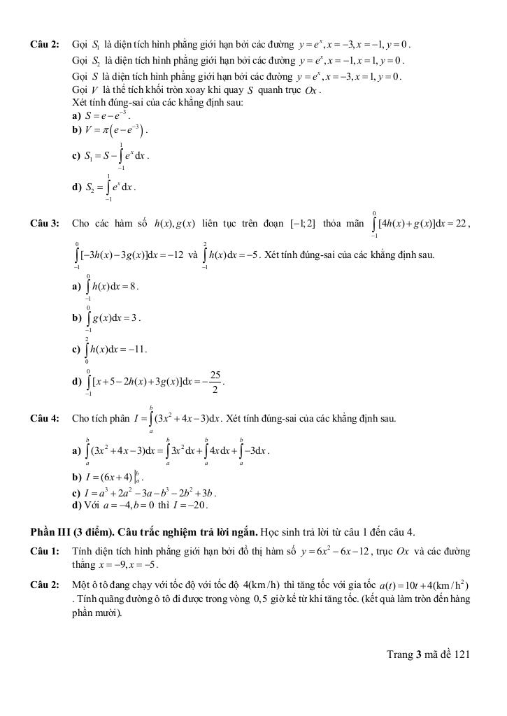 đề giữa kỳ 2 toán 12 năm 2024 – 2025 trường thpt thanh bình 1 – đồng tháp 2
