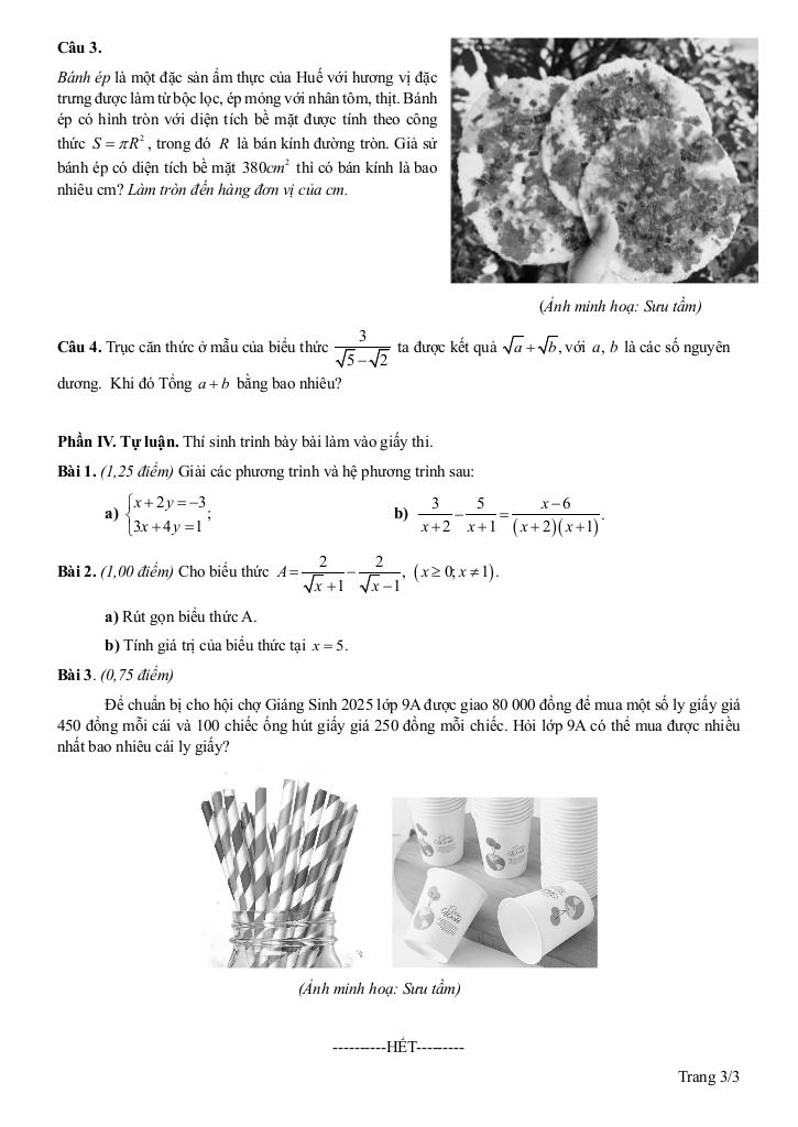 đề gk1 toán 9 năm 2025 – 2026 trường quốc tế việt nam singapore – khánh hòa 2