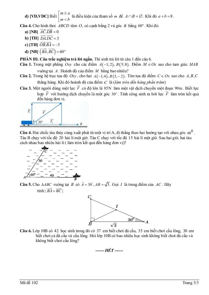 đề học kỳ 1 toán 10 năm 2024 – 2025 trường thpt tân lập – hà nội 5