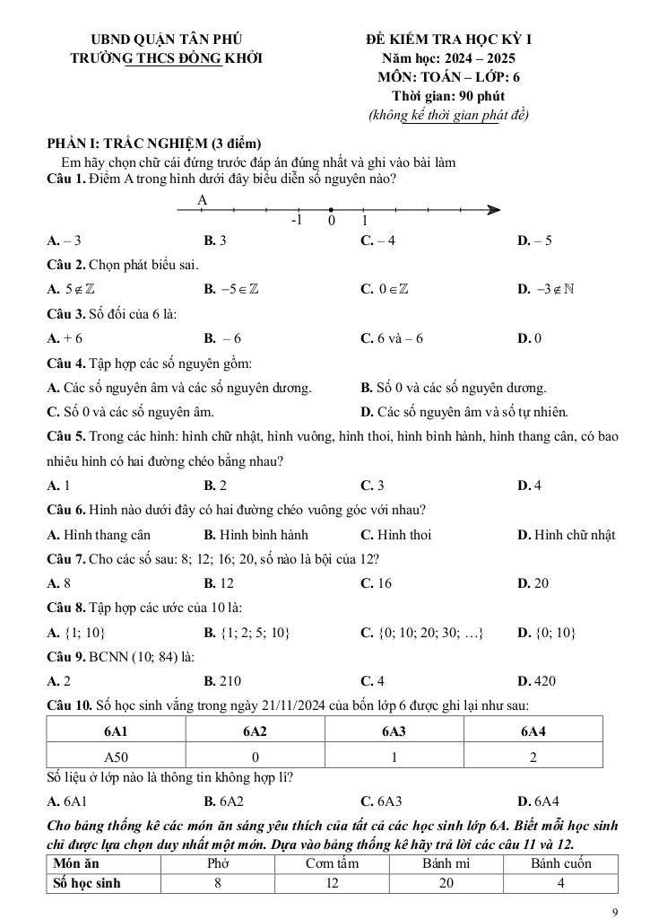 đề học kỳ 1 toán 6 năm 2024 – 2025 trường thcs đồng khởi – tp hcm 8