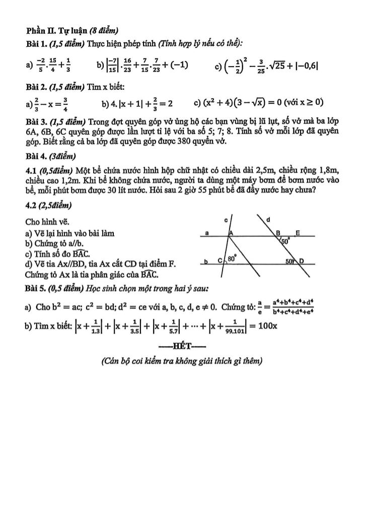 đề học kỳ 1 toán 7 năm 2025 – 2026 trường marie curie – hà nội 1