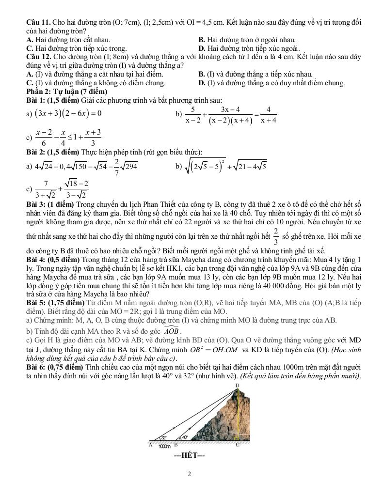đề học kỳ 1 toán 9 năm 2024 – 2025 trường thcs đồng khởi – tp hcm 1