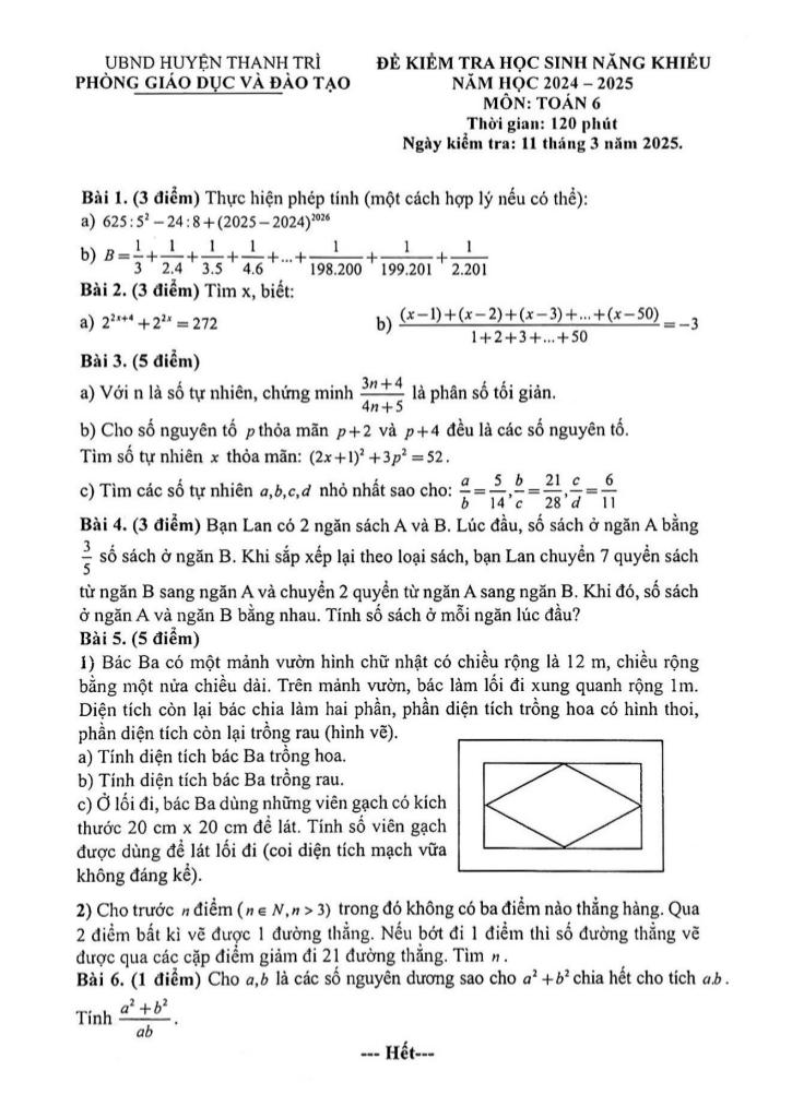 đề học sinh năng khiếu toán 6 năm 2024 – 2025 phòng gd&đt thanh trì – hà nội