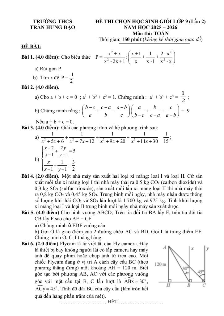 đề hsg toán 9 lần 2 năm 2025 – 2026 trường thcs trần hưng đạo – gia lai 0