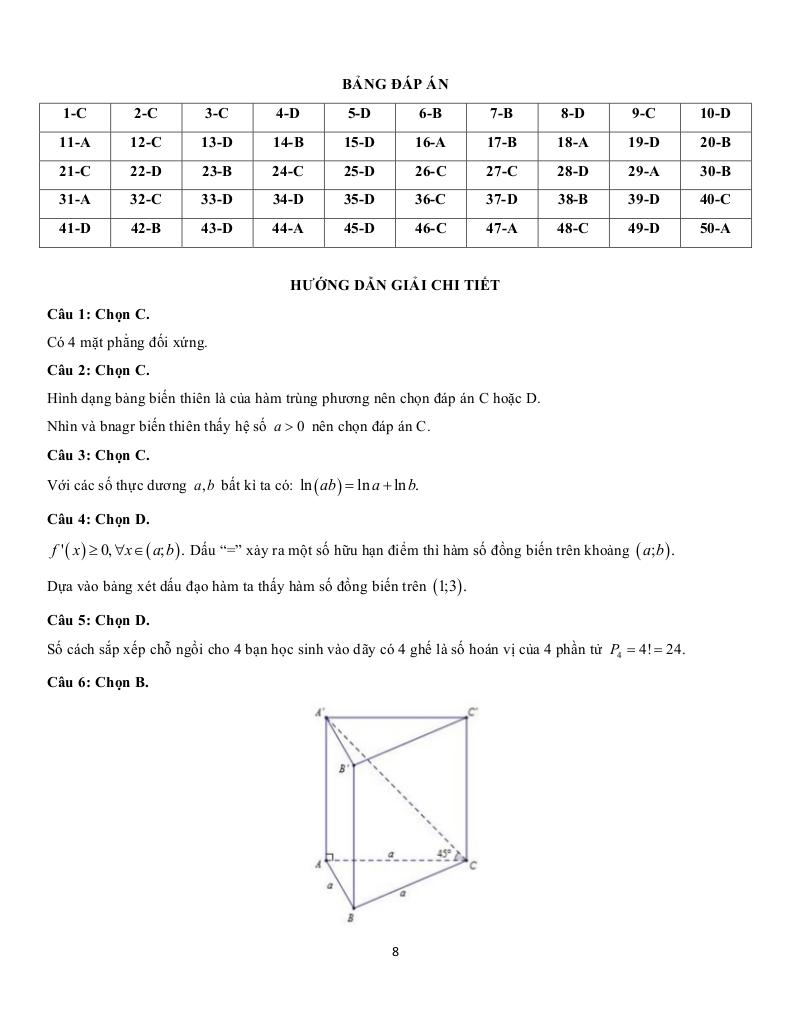 đề khảo sát chất lượng toán 12 lần 1 năm 2020 – 2021 trường thpt chuyên hưng yên 6