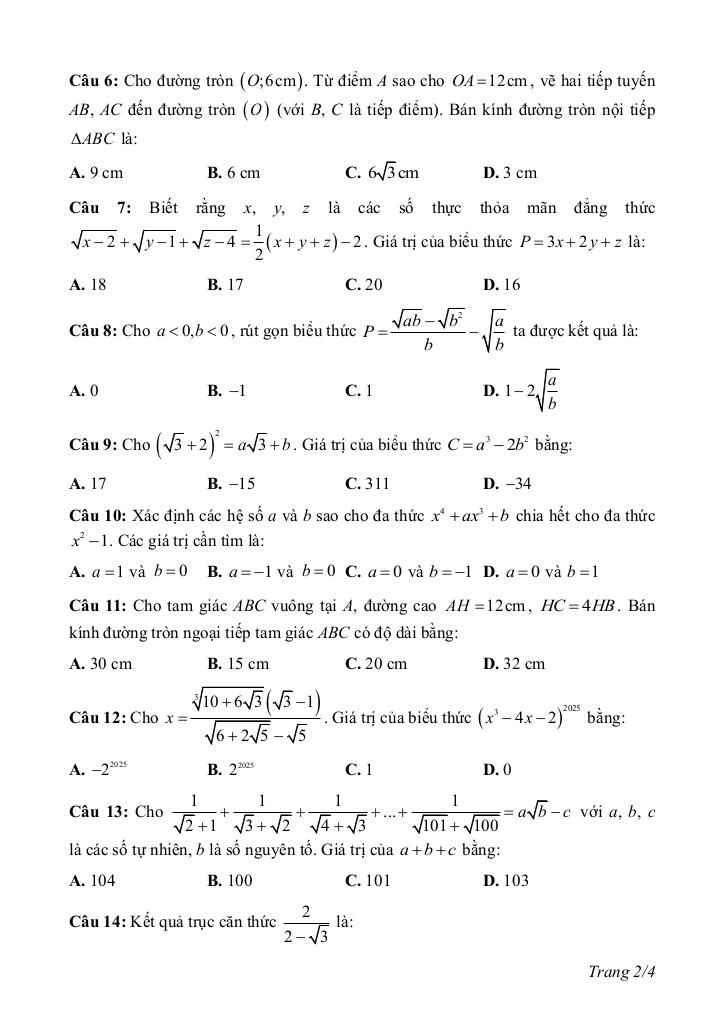 đề khảo sát hsg tỉnh toán 9 năm 2025 – 2026 phường tự lạn – bắc ninh 1
