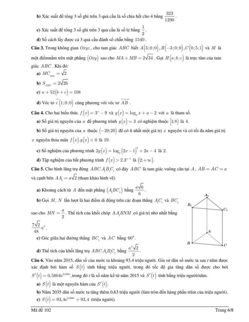 đề khảo sát hsg toán 12 lần 1 năm 2025 – 2026 trường thpt lý thái tổ – bắc ninh 5