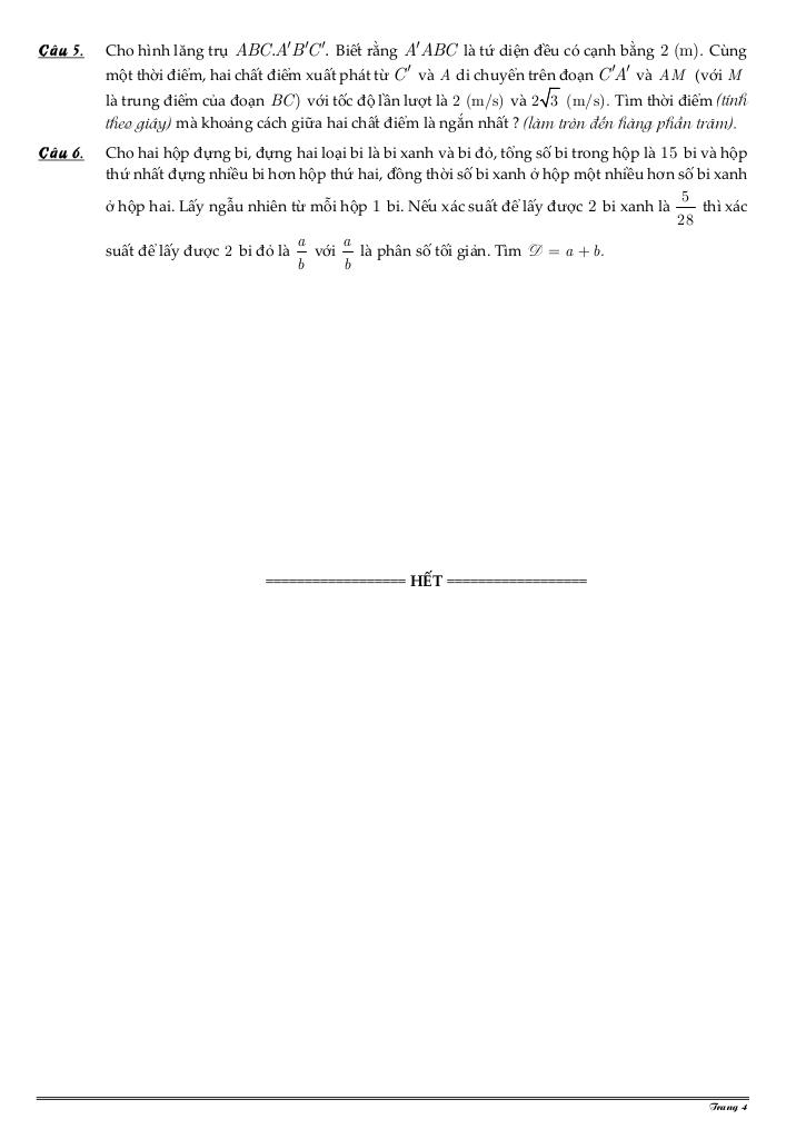 đề khảo sát khóa hè toán 12 năm 2025 – 2026 trường lê thánh tông – tp hcm 3