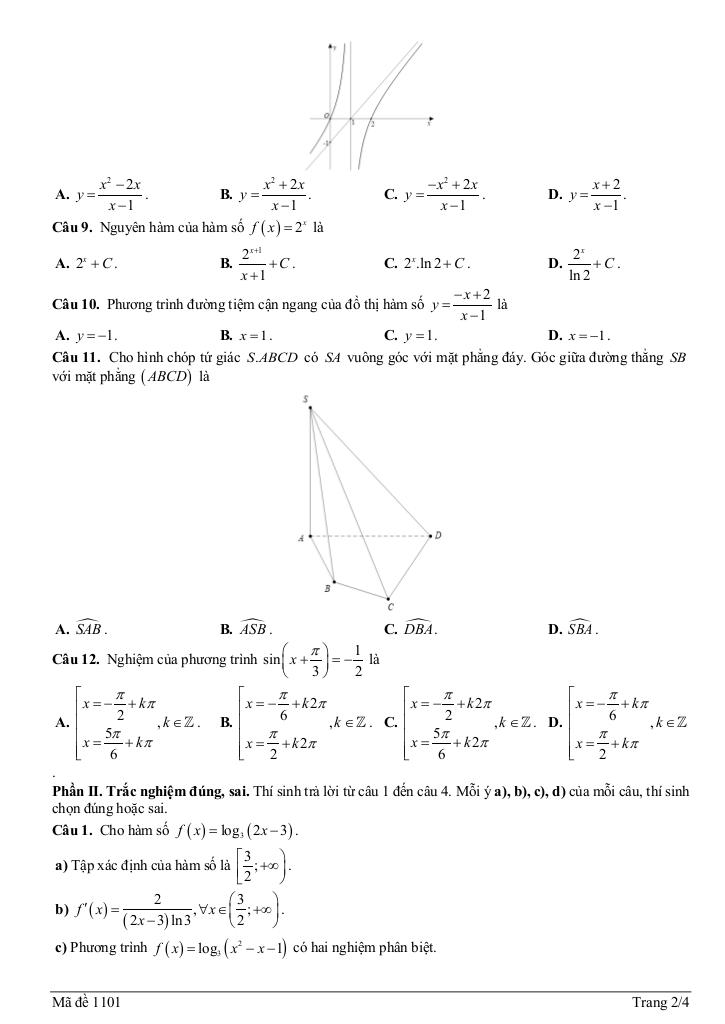 đề khảo sát lần 1 toán 12 năm 2025 – 2026 trường thpt nguyễn đăng đạo – bắc ninh 1