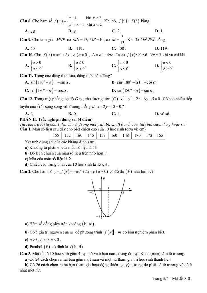 đề khảo sát toán 11 đầu năm 2025 – 2026 trường thpt thuận thành 1 – bắc ninh 1