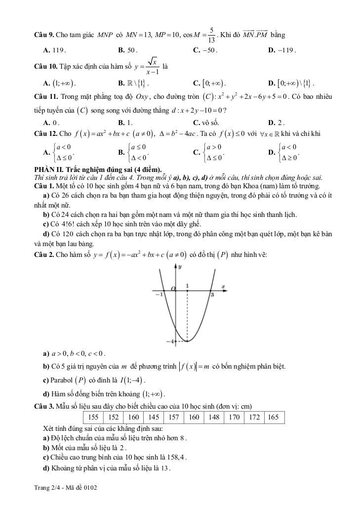 đề khảo sát toán 11 đầu năm 2025 – 2026 trường thpt thuận thành 1 – bắc ninh 5
