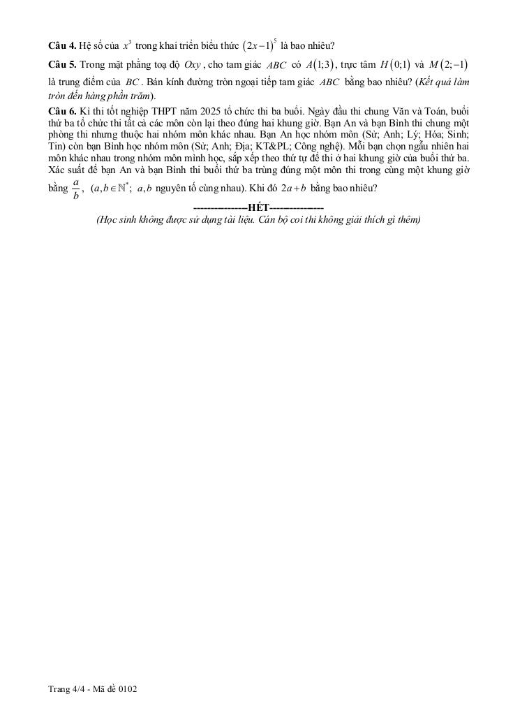 đề khảo sát toán 11 đầu năm 2025 – 2026 trường thpt thuận thành 1 – bắc ninh 7