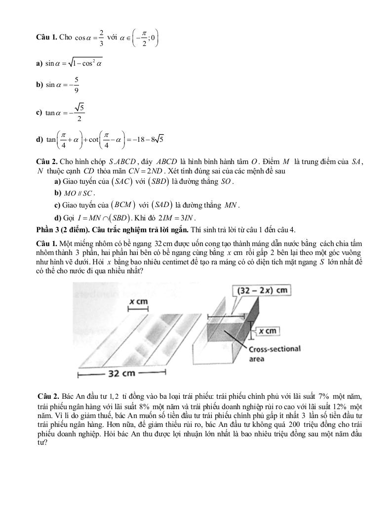 đề khảo sát toán 11 lần 1 năm 2025 – 2026 trường thpt gia bình 1 – bắc ninh 2