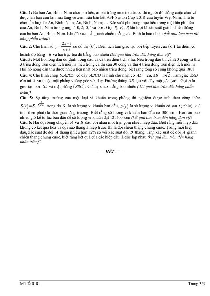 đề khảo sát toán 12 đầu năm 2025 – 2026 trường thpt thuận thành 1 – bắc ninh 2