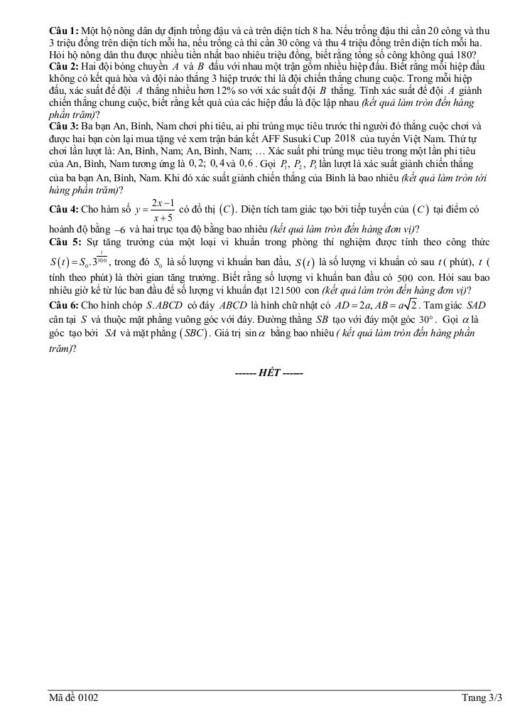 đề khảo sát toán 12 đầu năm 2025 – 2026 trường thpt thuận thành 1 – bắc ninh 5