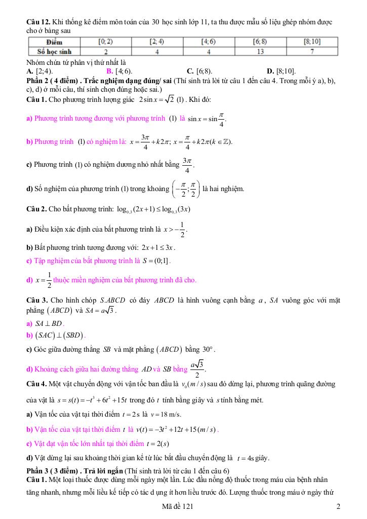 đề khảo sát toán 12 đầu năm 2025 – 2026 trường thpt yên mô b – ninh bình 1