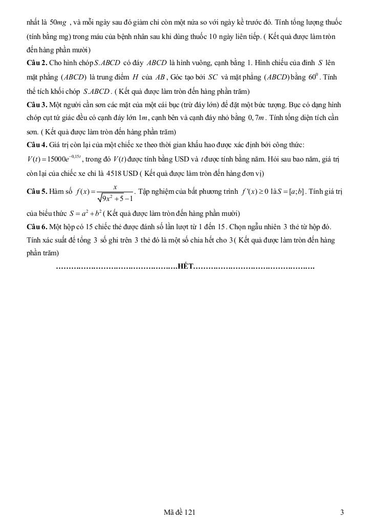 đề khảo sát toán 12 đầu năm 2025 – 2026 trường thpt yên mô b – ninh bình 2