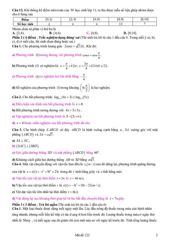 đề khảo sát toán 12 đầu năm 2025 – 2026 trường thpt yên mô b – ninh bình 4