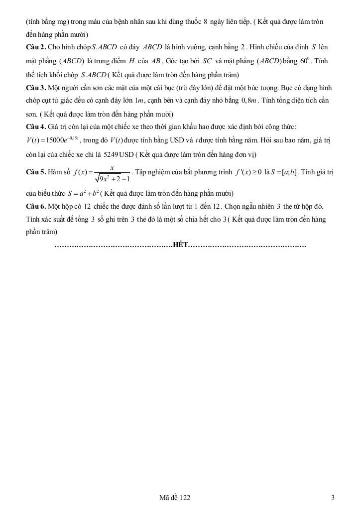 đề khảo sát toán 12 đầu năm 2025 – 2026 trường thpt yên mô b – ninh bình 5