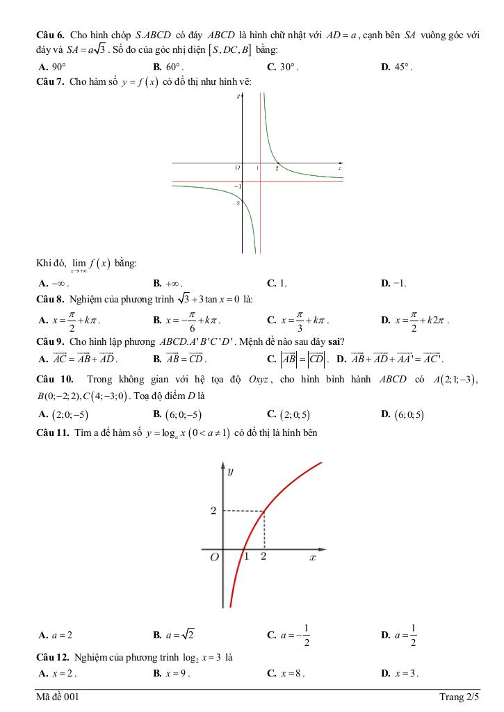 đề khảo sát toán 12 lần 1 năm 2025 – 2026 trường thpt an dương – hải phòng 1