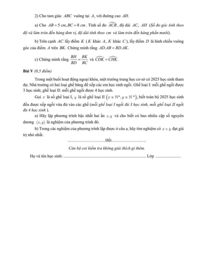 đề khảo sát toán 9 đầu năm 2025 – 2026 trường thcs giảng võ 2 – hà nội 1