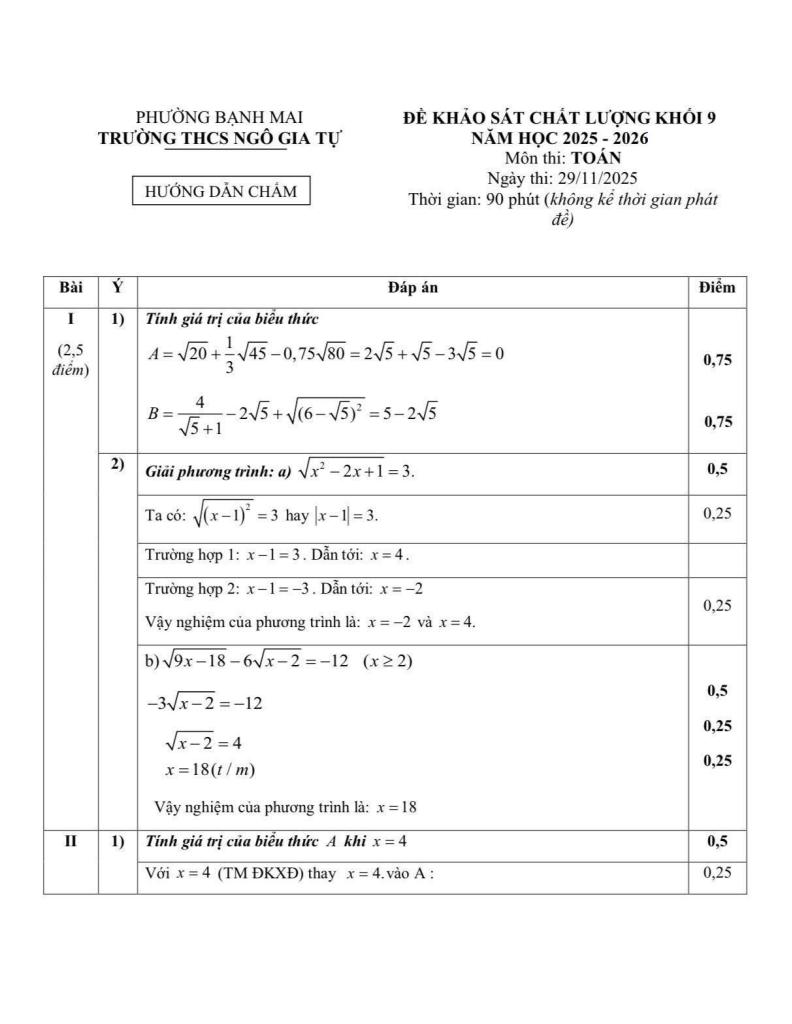 đề khảo sát toán 9 tháng 11 năm 2025 trường thcs ngô gia tự – hà nội 2