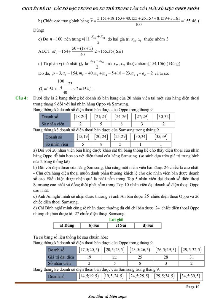đề kiểm tra theo bài học các số đặc trưng đo xu thế trung tâm mẫu số liệu ghép nhóm 9
