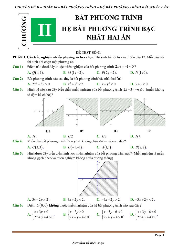 đề kiểm tra theo bài học chủ đề bpt và hệ bpt bậc nhất hai ẩn 0