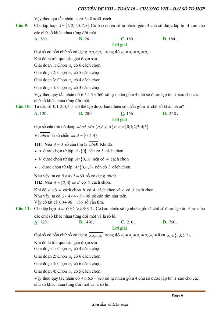 đề kiểm tra theo bài học chủ đề đại số tổ hợp 5