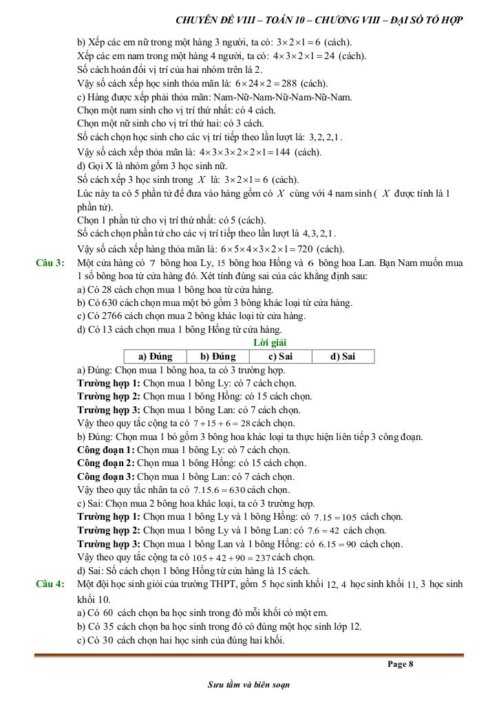 đề kiểm tra theo bài học chủ đề đại số tổ hợp 7