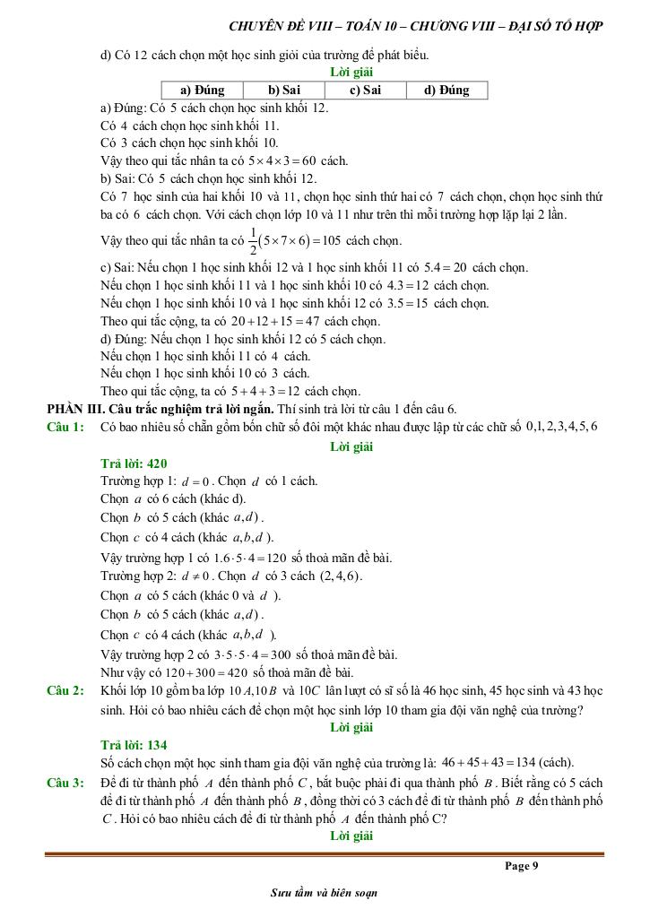 đề kiểm tra theo bài học chủ đề đại số tổ hợp 8