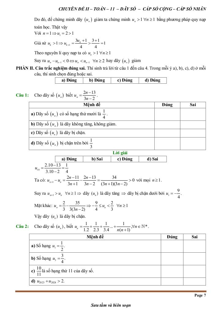 đề kiểm tra theo bài học chủ đề dãy số, cấp số cộng và cấp số nhân 6