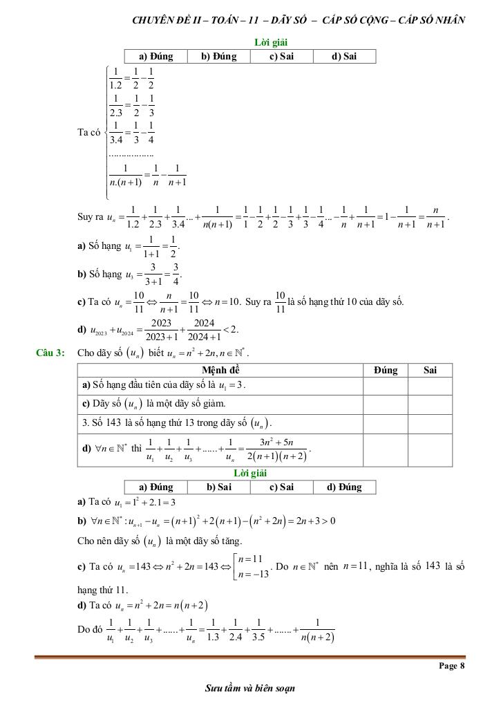 đề kiểm tra theo bài học chủ đề dãy số, cấp số cộng và cấp số nhân 7